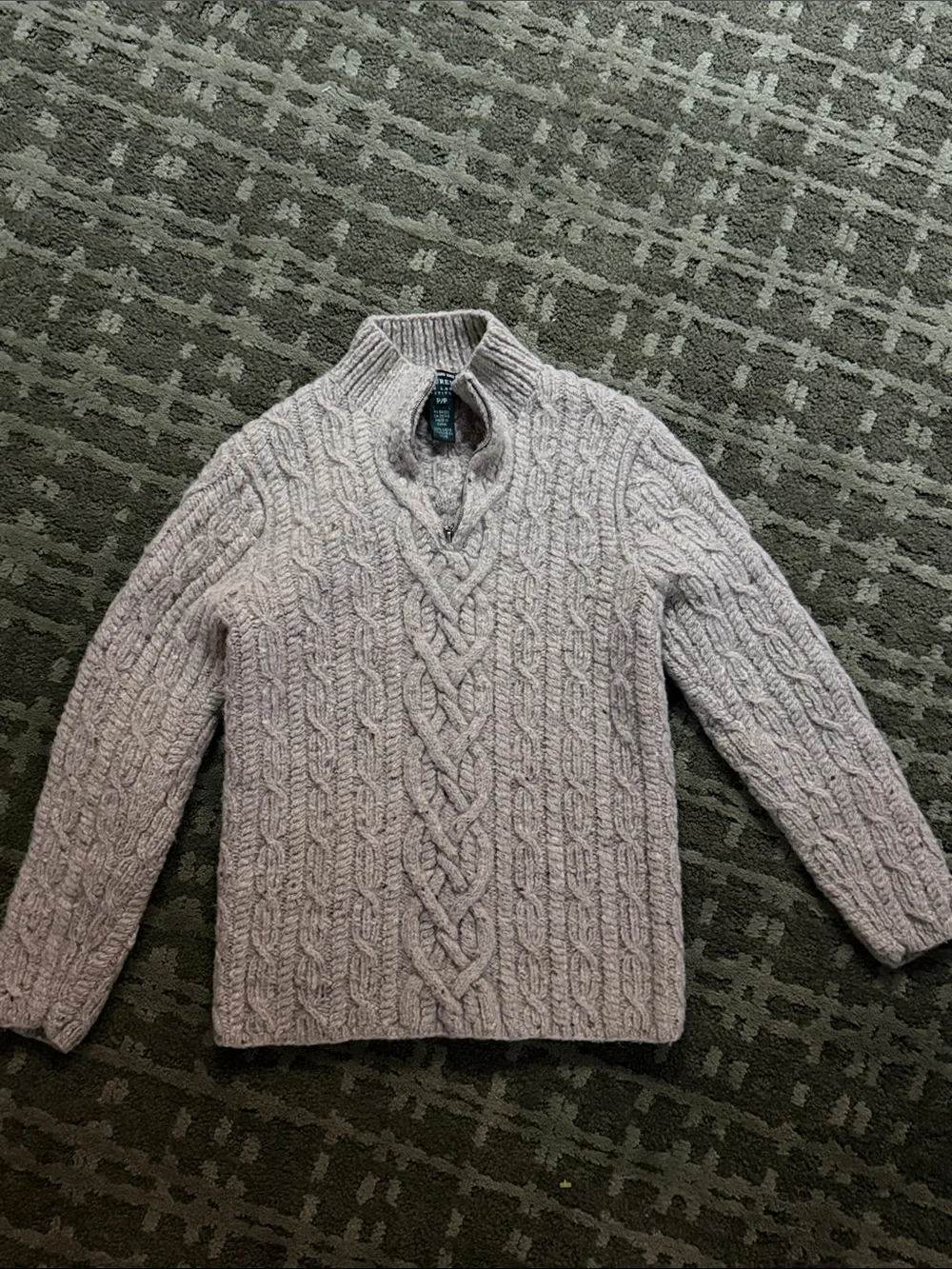 Vintage Women’s Quarter Zip Hand Knit For Ralph Lauren 100% Wool Size Petite - Picture 1 of 10